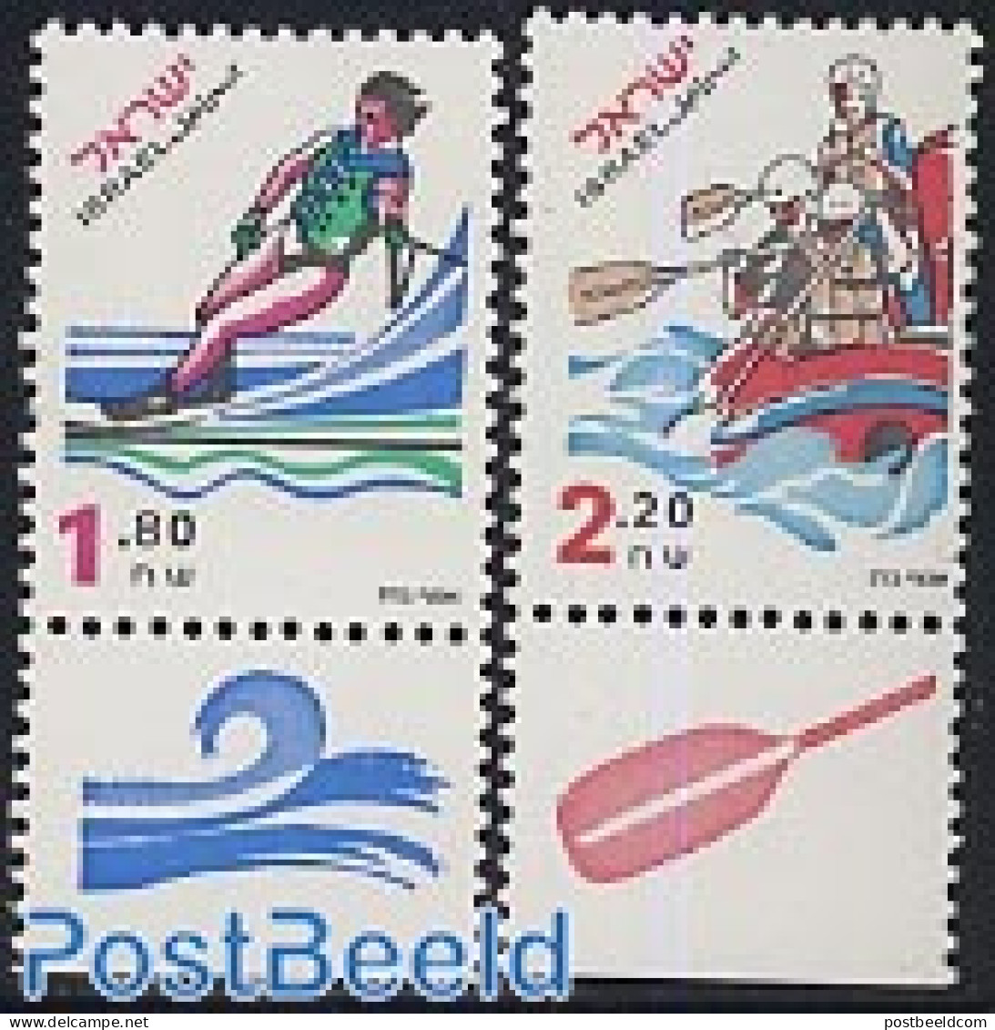 Israel 1998 Rafting, Waterski 2v, Mint NH, Sport - Kayaks & Rowing - Sport (other And Mixed) - Nuevos (con Tab)