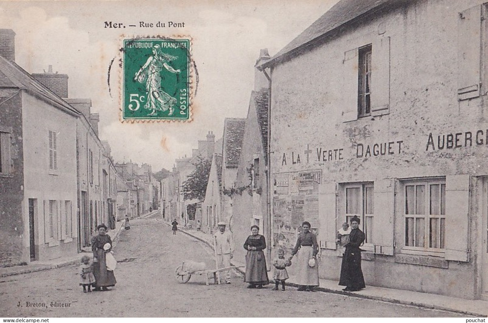 D13-41) MER - RUE DU PONT - A LA  VERTE DAGUET AUBERGE - ANIMEE - HABITANTS - EN  1914  - Mer
