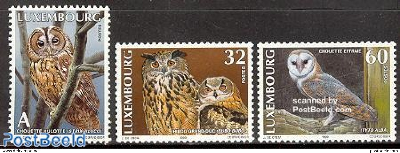 Luxemburg 1999 Owls 3v, Mint NH, Nature - Birds - Owls - Ongebruikt