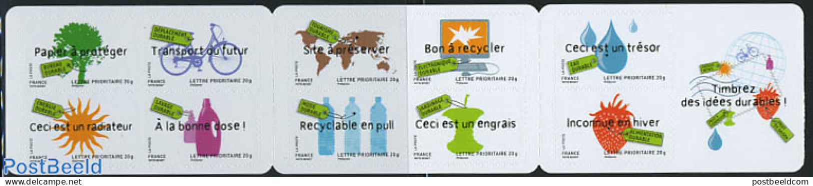 France 2008 Environment 10v S-a In Booklet, Mint NH, Nature - Science - Sport - Various - Environment - Fruit - Trees .. - Ungebraucht