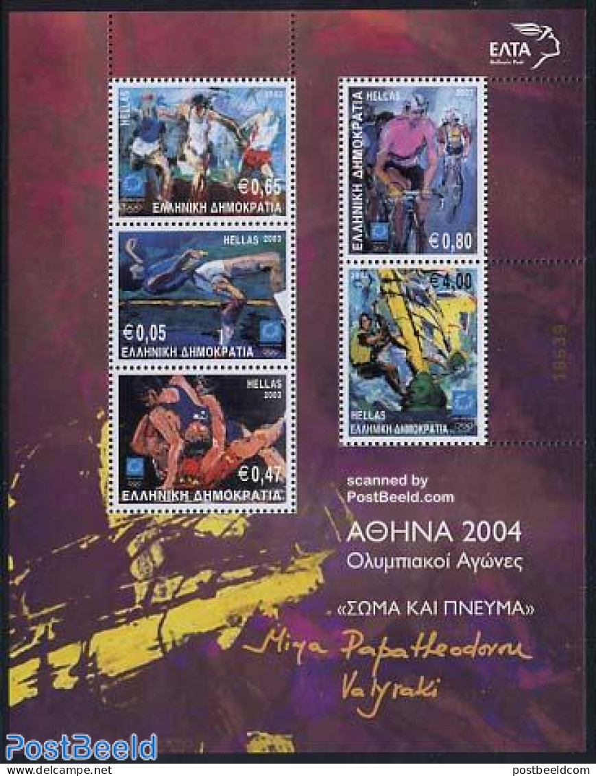 Greece 2003 Olympic Games S/s, Mint NH, Sport - Athletics - Cycling - Olympic Games - Sailing - Nuevos