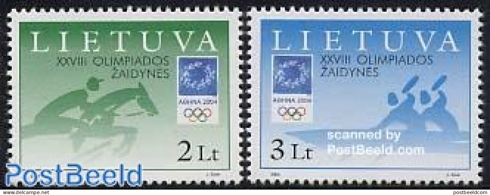 Lithuania 2004 Olympic Games Athens 2v, Mint NH, Nature - Sport - Horses - Kayaks & Rowing - Olympic Games - Rudersport