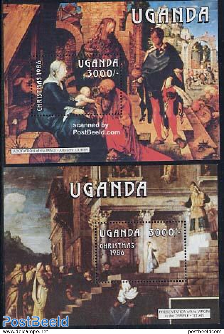 Uganda 1986 Christmas 2 S/s, Mint NH, Religion - Christmas - Art - Dürer, Albrecht - Paintings - Weihnachten