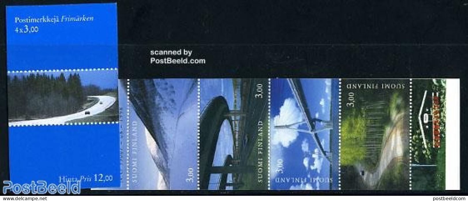 Finland 1999 Roads 4v In Booklet, Mint NH, Stamp Booklets - Art - Bridges And Tunnels - Nuevos