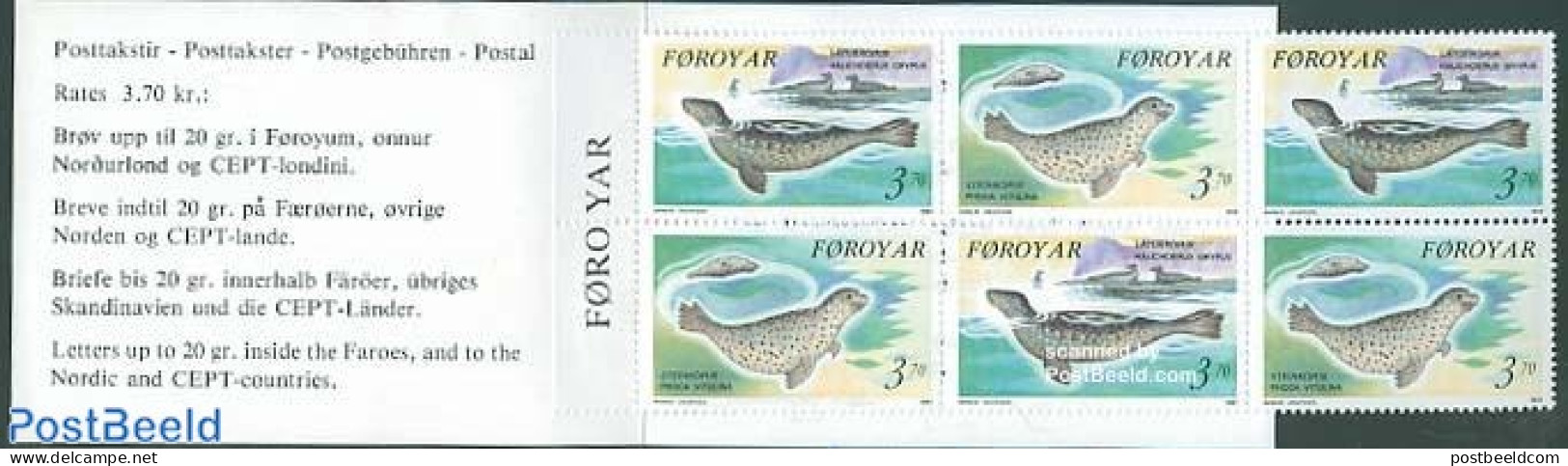 Faroe Islands 1992 Seals Booklet, Mint NH, Nature - Sea Mammals - Stamp Booklets - Zonder Classificatie