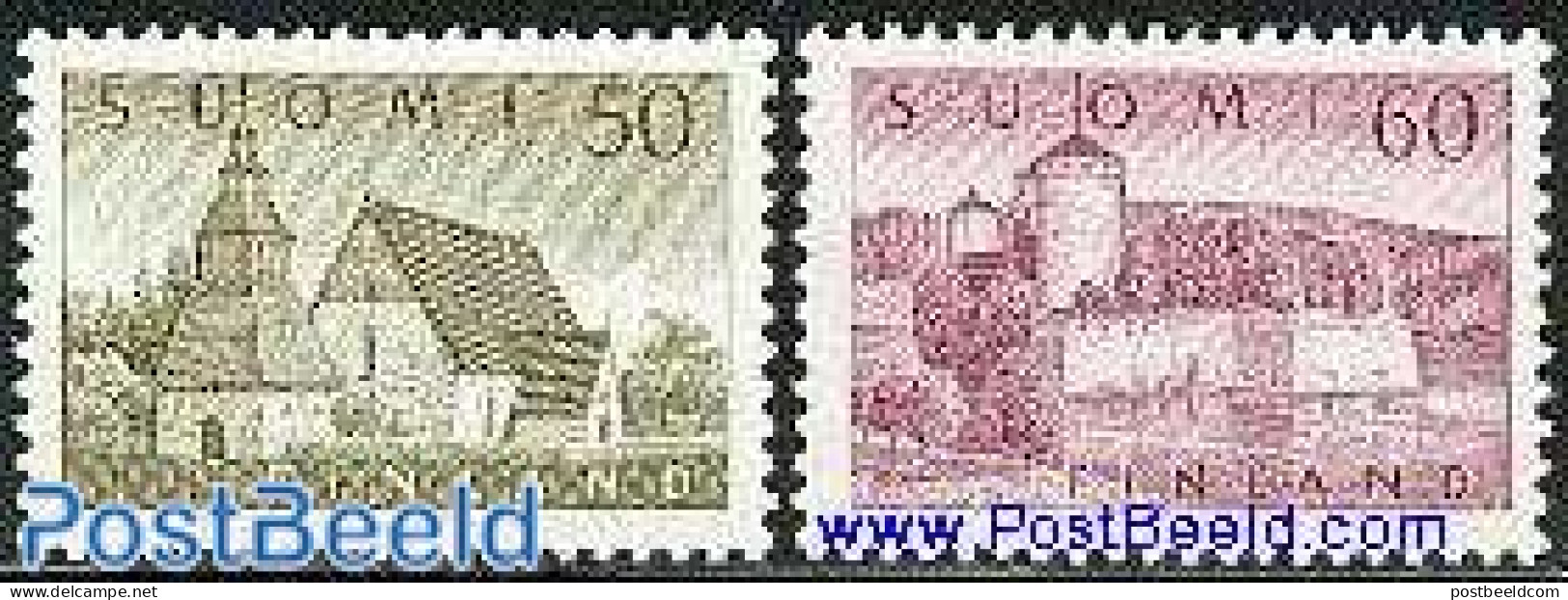 Finland 1957 Definitives 2v, Mint NH, Religion - Churches, Temples, Mosques, Synagogues - Art - Castles & Fortifications - Nuovi