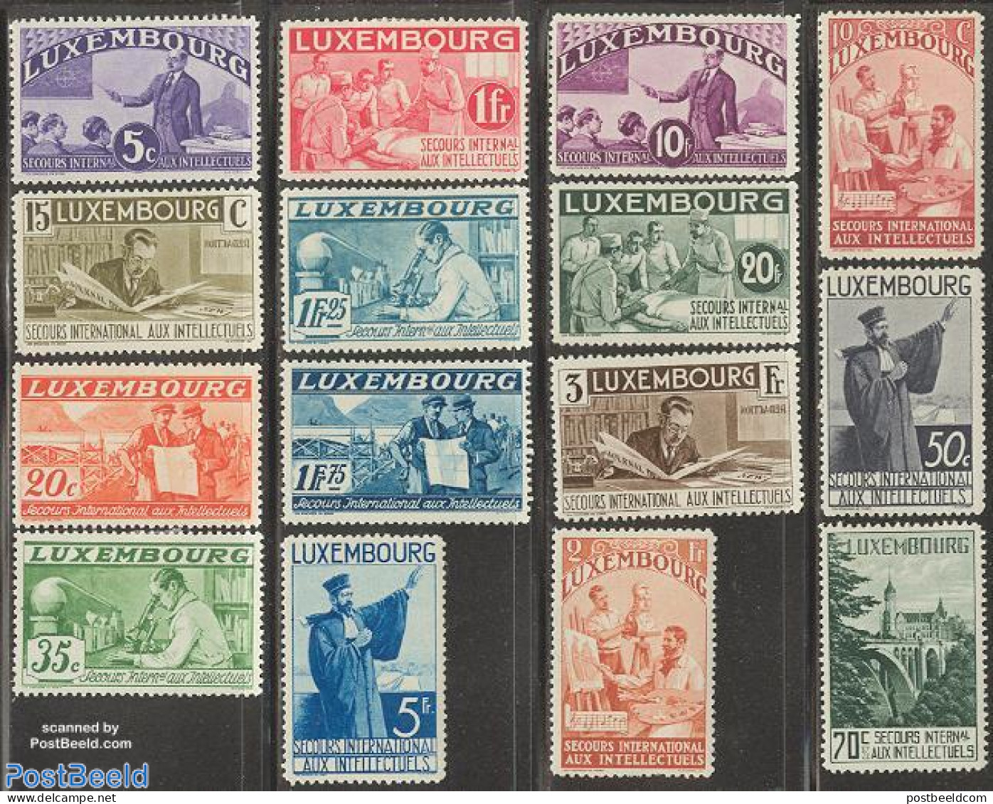 Luxemburg 1935 Intellectual Aid 15v, Unused (hinged), Health - History - Science - Health - Newspapers & Journalism - .. - Unused Stamps