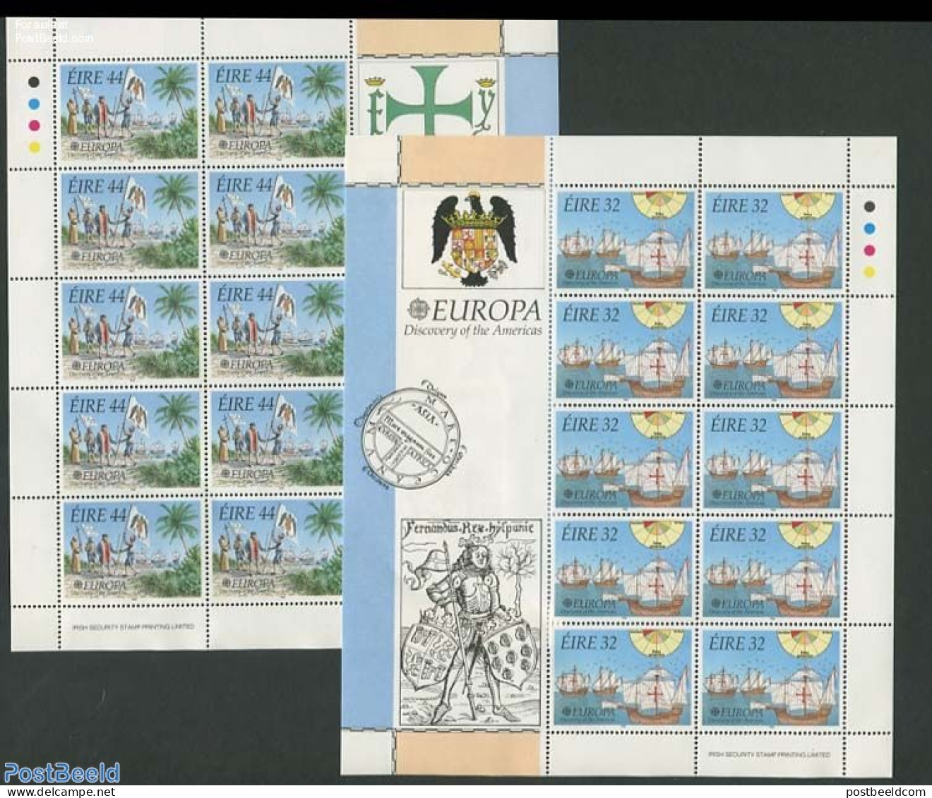 Ireland 1992 Europa 2 M/ss, Mint NH, History - Transport - Europa (cept) - Explorers - Ships And Boats - Ungebraucht