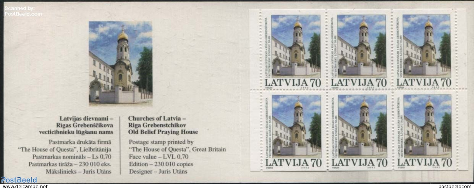 Latvia 2002 Churches Booklet, Mint NH, Religion - Churches, Temples, Mosques, Synagogues - Stamp Booklets - Kerken En Kathedralen