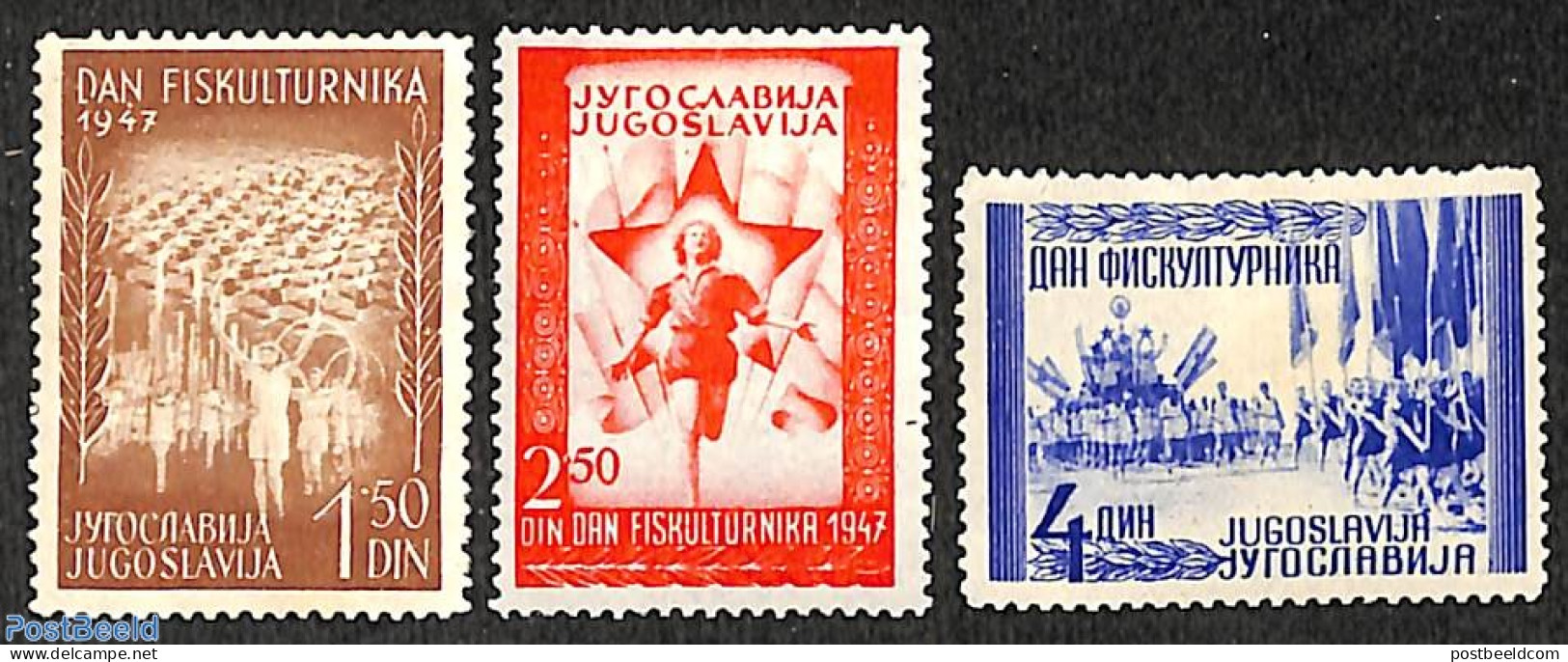 Yugoslavia 1947 Sporting Days 3v, Mint NH, Sport - Sport (other And Mixed) - Neufs