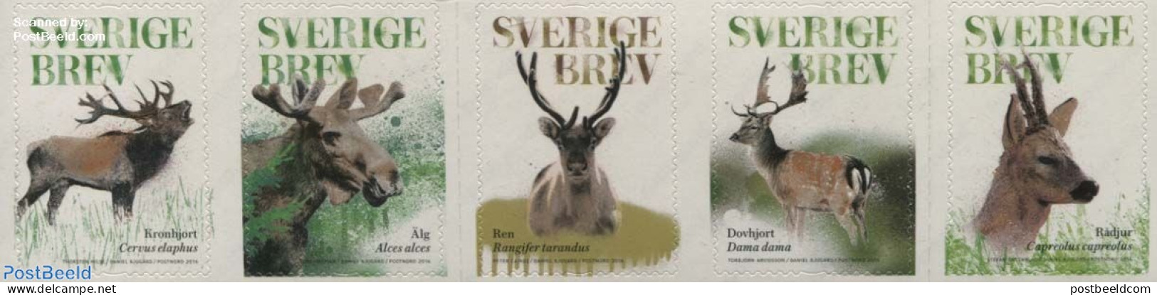 Sweden 2016 Deer 5v S-a, Mint NH, Nature - Animals (others & Mixed) - Deer - Neufs