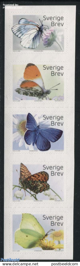 Sweden 2017 Butterflies 5v S-a, Mint NH, Nature - Butterflies - Flowers & Plants - Nuovi
