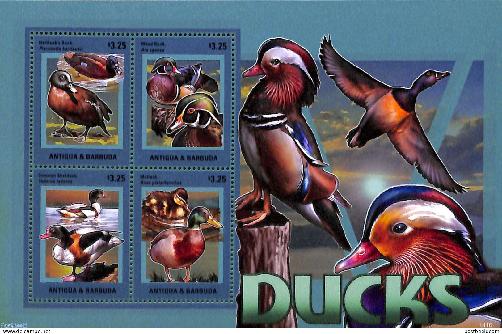 Antigua & Barbuda 2014 Ducks 4v M/s, Mint NH, Nature - Birds - Ducks - Antigua Und Barbuda (1981-...)