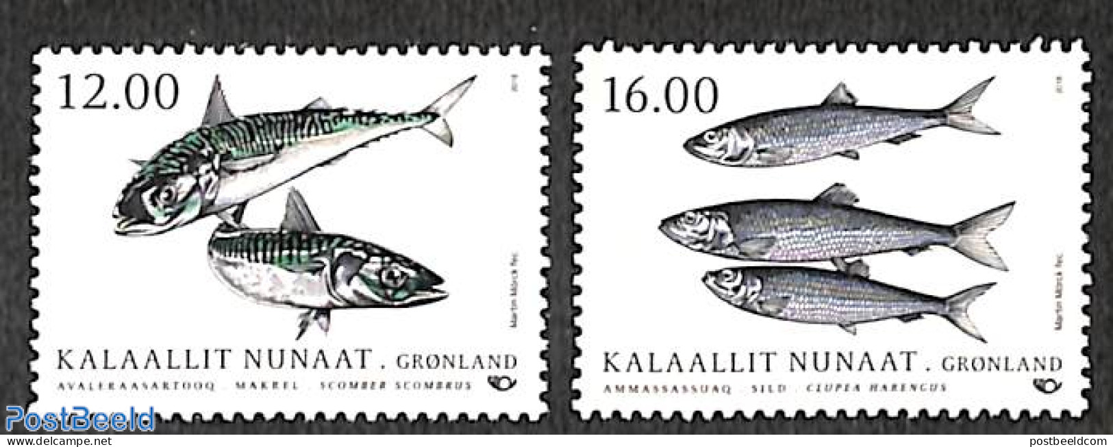 Greenland 2018 Nordic, Fish 2v, Mint NH, History - Nature - Europa Hang-on Issues - Fish - Ongebruikt