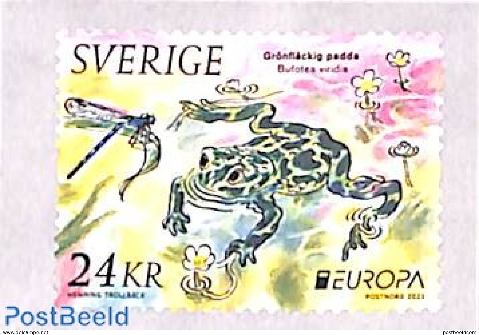 Sweden 2021 Europa, Frog 1v S-a, Mint NH, History - Nature - Europa (cept) - Frogs & Toads - Reptiles - Ongebruikt