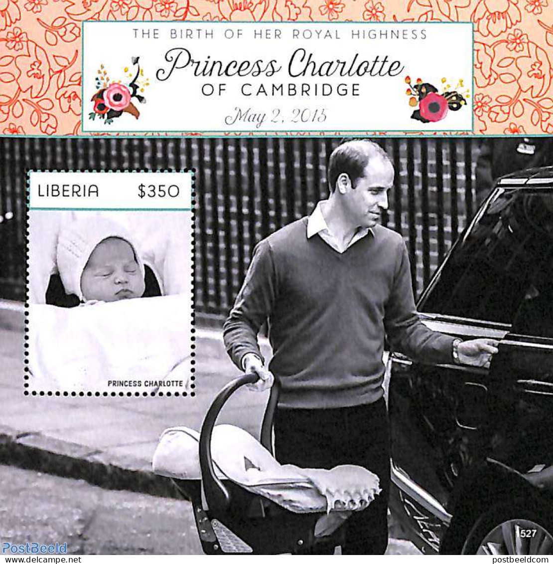 Liberia 2015 Princess Charlotte S/s, Mint NH, History - Kings & Queens (Royalty) - Familias Reales