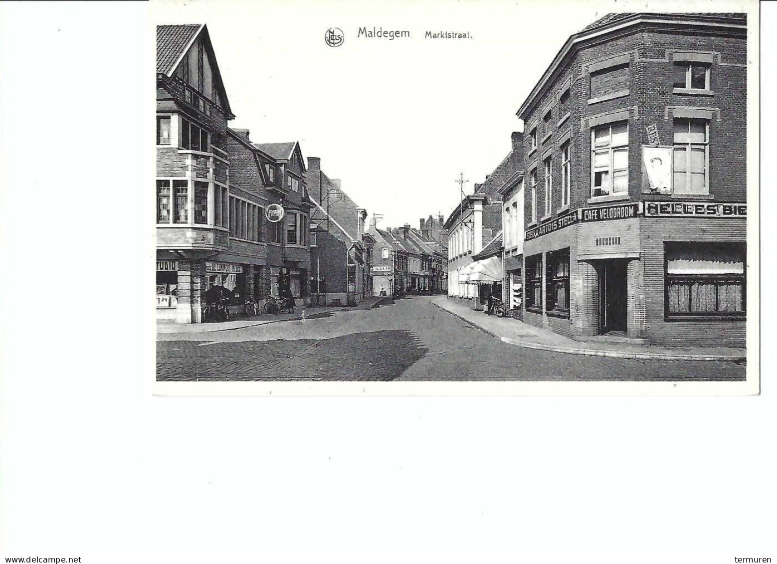 Maldegem : Marktstraat Met Café  Vélodroom - Maldegem