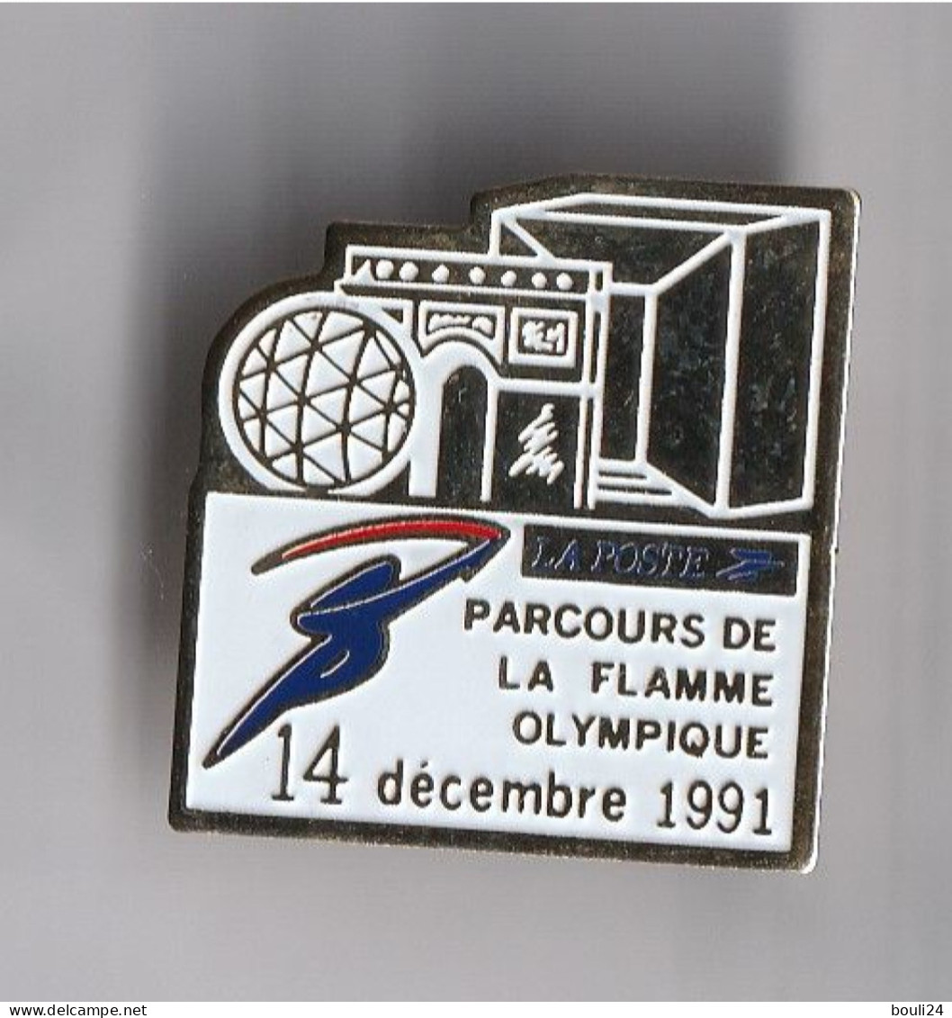 PIN'S  THEME JEUX OLYMPIQUES  LE PARCOURS DE LA FLAMME  14 DECEMBRE 1991 - Olympische Spiele