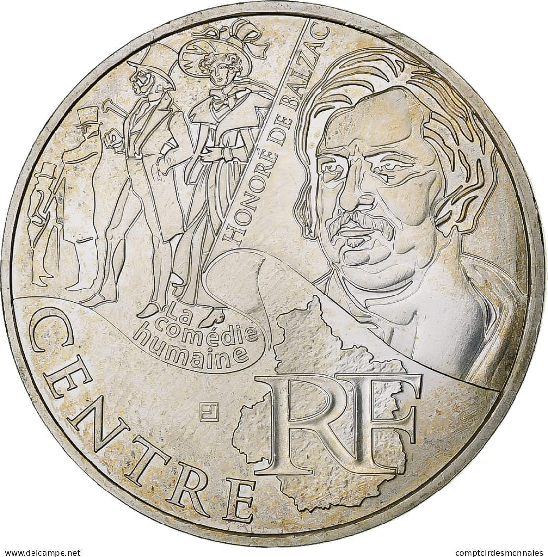 France, 10 Euro, Centre, Honoré De Balzac, 2012, Paris, Argent, SPL, KM:1863 - France