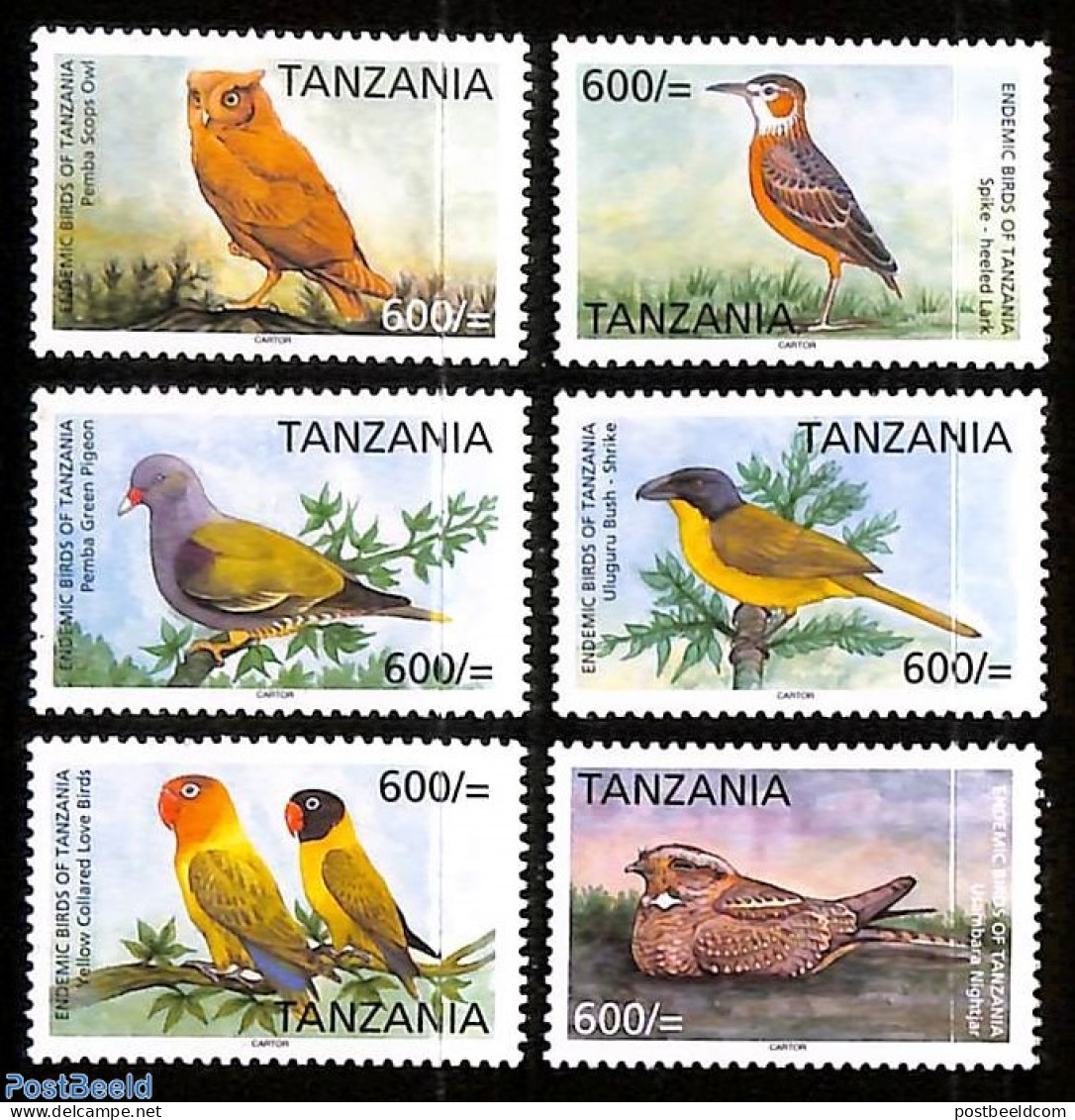 Tanzania 2006 Birds 6v, Mint NH, Nature - Birds - Owls - Tansania (1964-...)