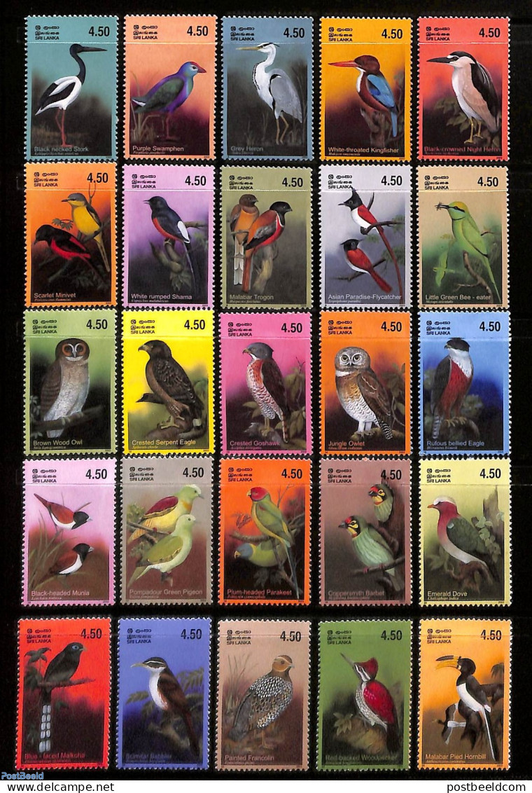 Sri Lanka (Ceylon) 2003 Birds 25v, Mint NH, Nature - Birds - Owls - Sri Lanka (Ceilán) (1948-...)