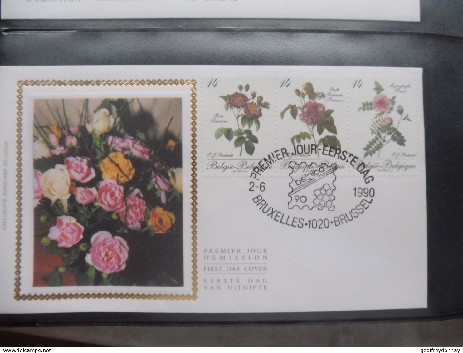 Belgique Belgie  Fdc  Soie  Fdc Z/s 2370/2375 Oblitéré Gestempelt Bruxelles Roses Rozen Redoute   1990 - 1981-1990