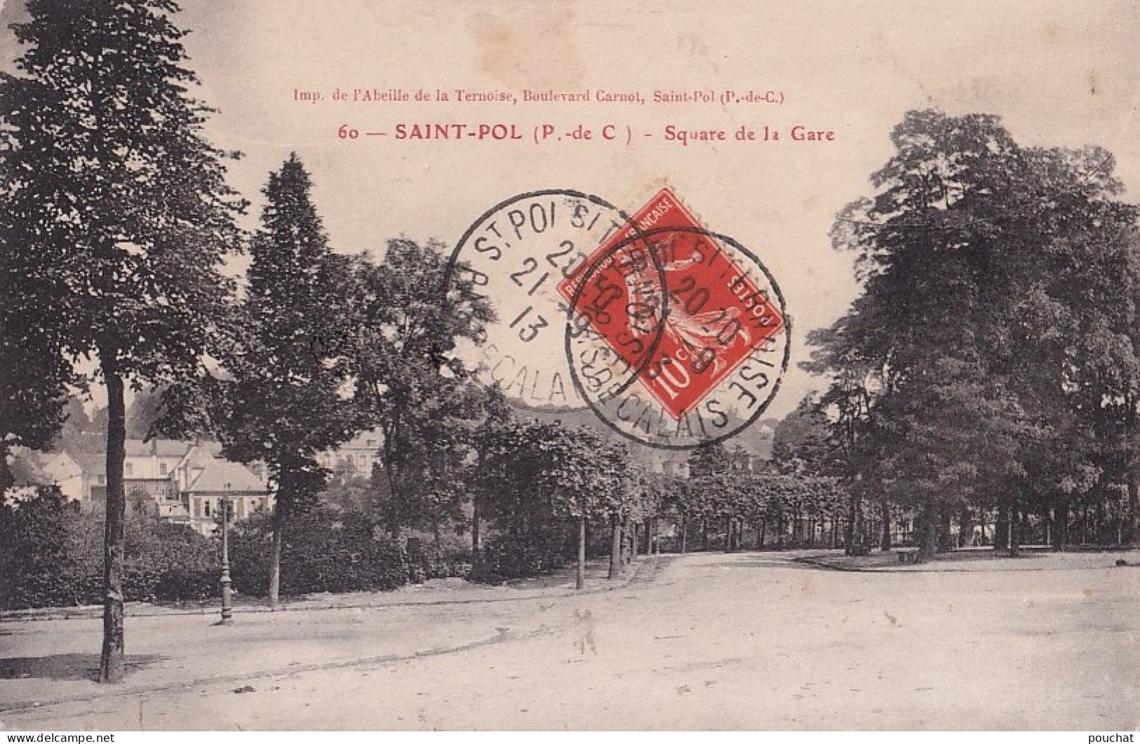 E5-62) SAINT POL - PAS DE CALAIS -  SQUARE DE LA GARE  - EN  1913   - Saint Pol Sur Ternoise