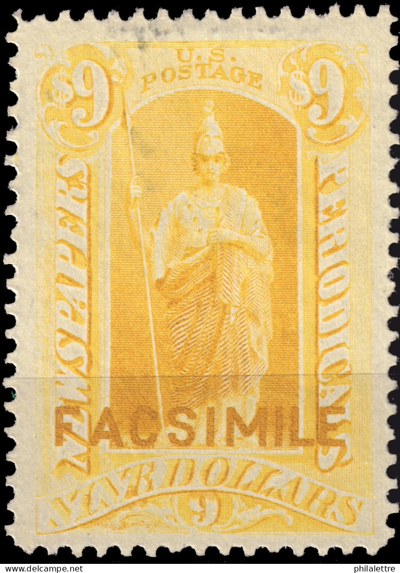 ÉTATS-UNIS / USA - 1875/85 Issue  German Reproduction ("FACSIMILE") Of Sc.type N9 $9 Yellow Orange - No Gum - Giornali & Periodici