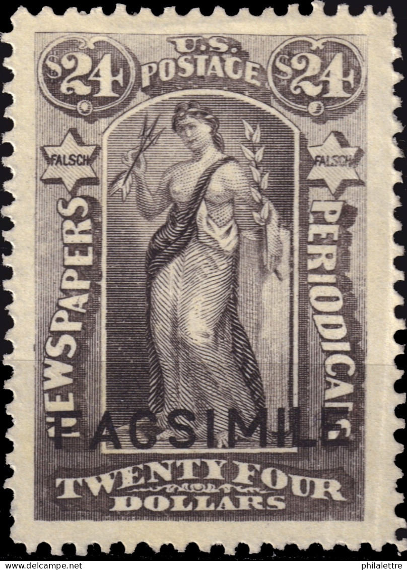 ÉTATS-UNIS / USA - 1875/85 Issue  German Reproduction ("FACSIMILE") Of Sc.type N11 $24 Black Violet - No Gum - Zeitungsmarken & Streifbänder