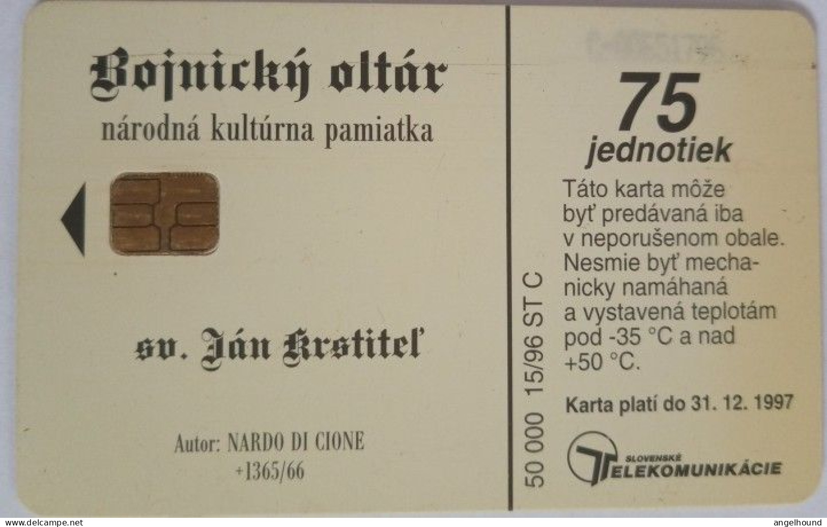 Slovakia 100 Units Chip Card - Bojnice Altar -  St. John Baptist - Slovacchia