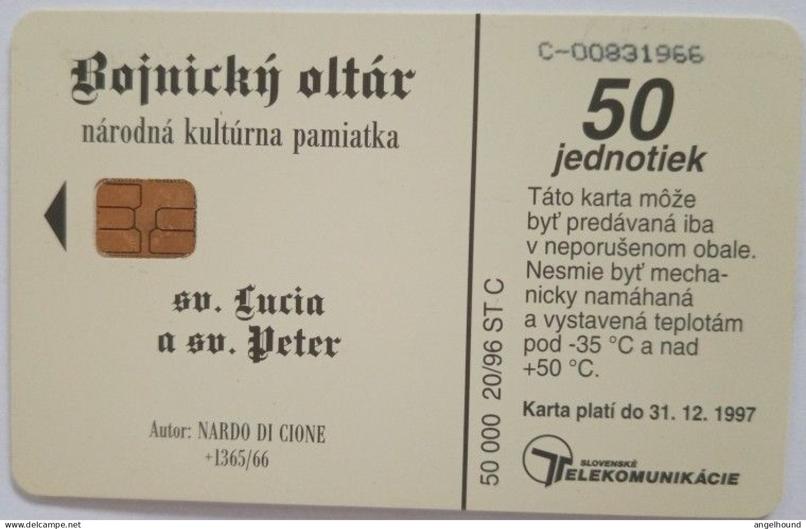 Slovakia 50 Units Chip Card - St. Lucia And Sr Peter - Slovacchia