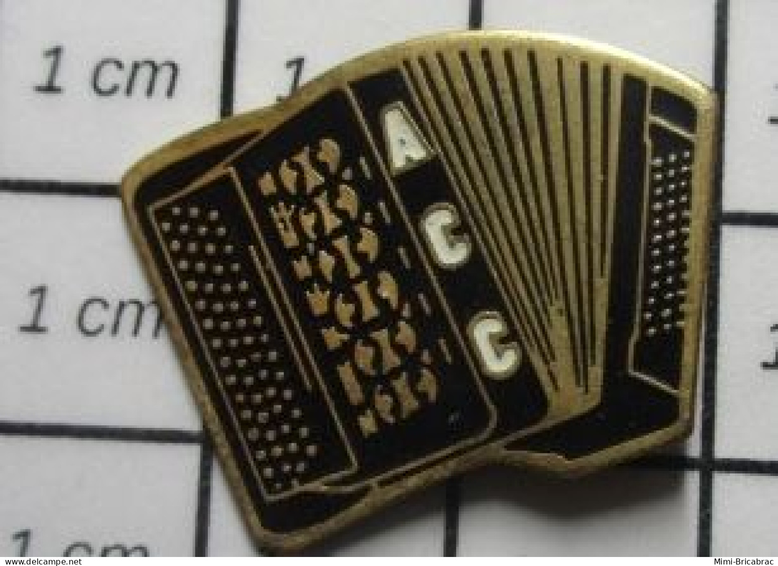 718c Pin's Pins / Beau Et Rare / MUSIQUE / ACCORDEON NOIR ET OR ACC - Music