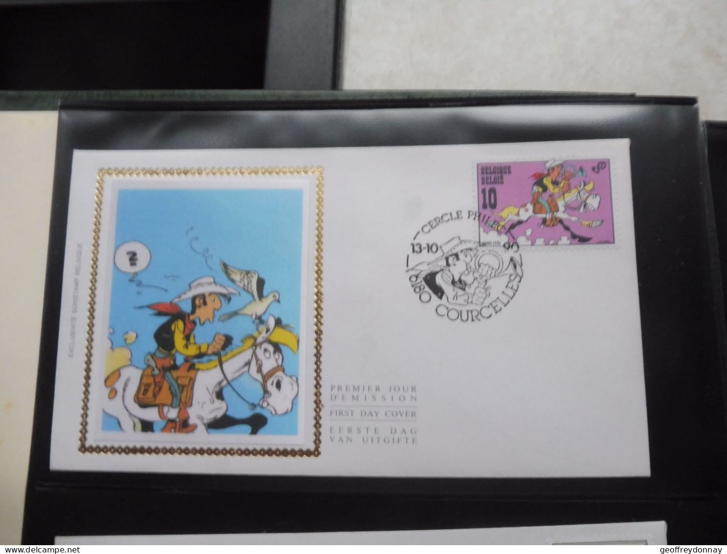 Belgique Belgie  Fdc  Soie  Fdc Z/s 2390 Lucky Luke Oblitéré Gestempelt Courcelles Bd 1990 - 1981-1990