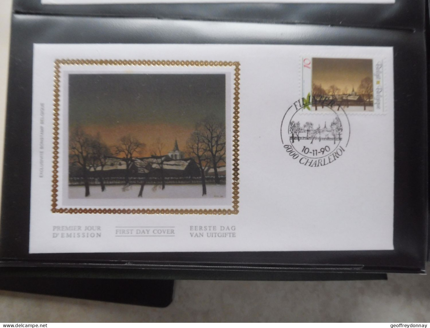 Belgique Belgie  Fdc  Soie  Fdc Z/s 2392  Oblitéré Gestempelt Charleroi Noel Kerstmis Christmas 1990 - 1981-1990