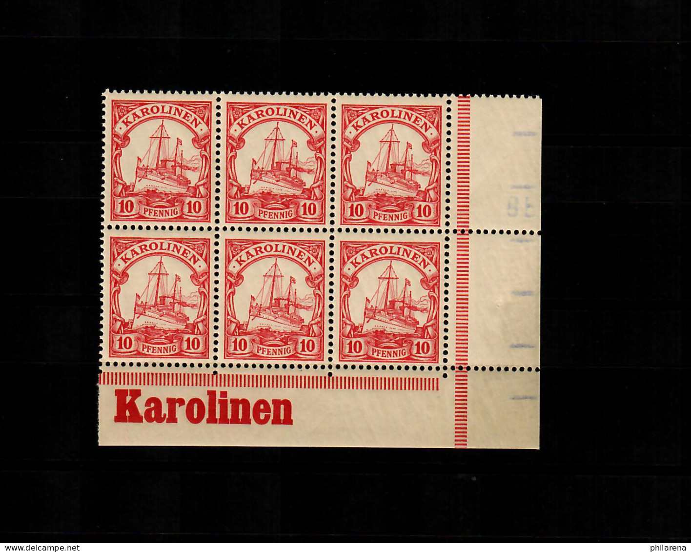 Karolinen: MiNr. 9, Vom Eckrand, 6er Block Mit Inschrift, Postfrisch, ** - Isole Caroline