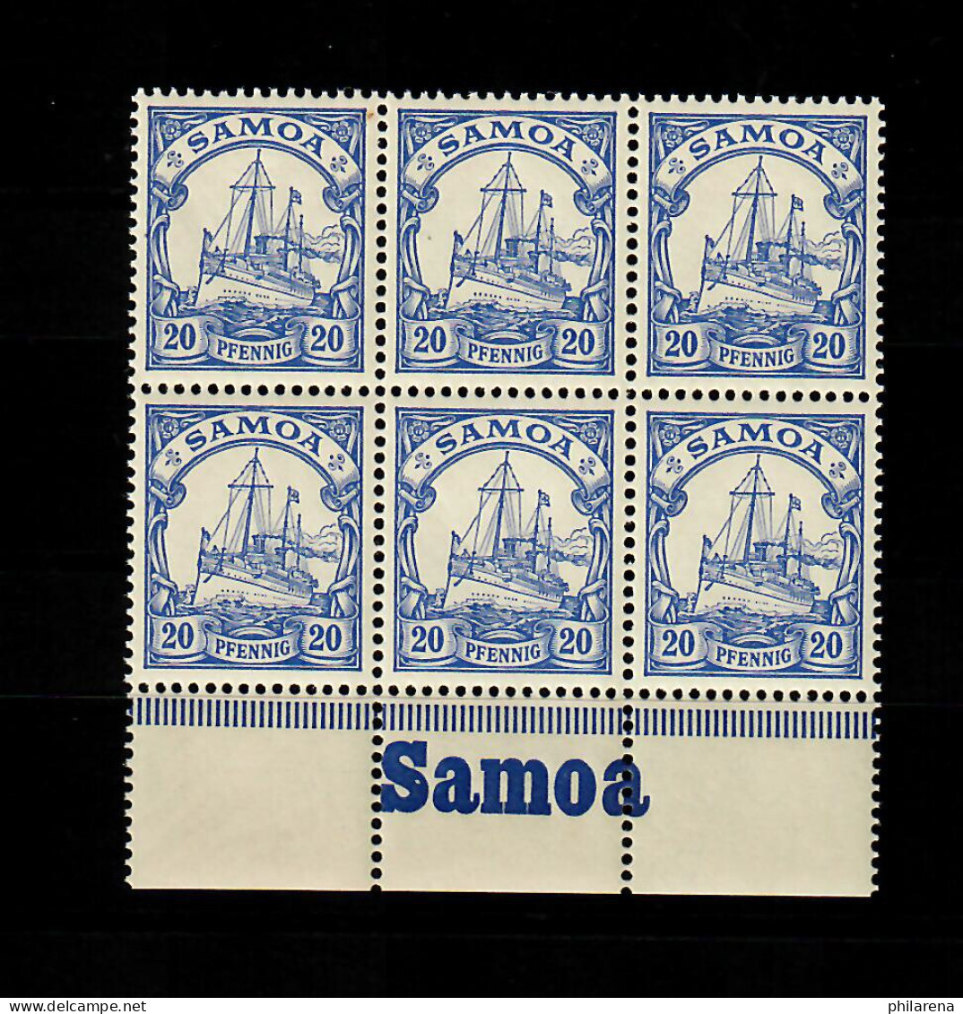 Samoa: MiNr. 10, 6er Block Vom Unterrand Mit Inschrift, Postfrisch, ** - Samoa