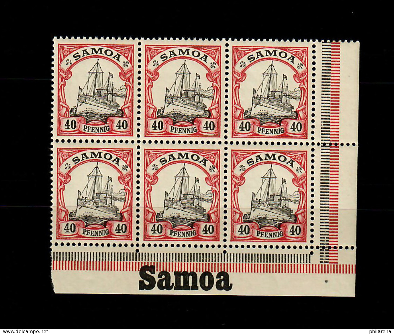 Samoa: MiNr. 13, 6er Block Vom Eckrand Rechts Mit Inschrift, Postfrisch, ** - Samoa