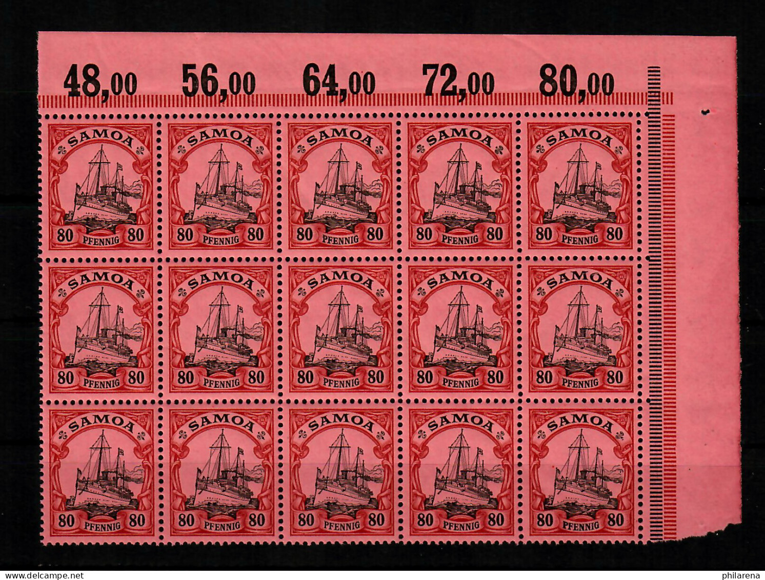 Samoa: MiNr. 15I, 15er Block Vom Eckrand, Postfrisch, ** - Samoa