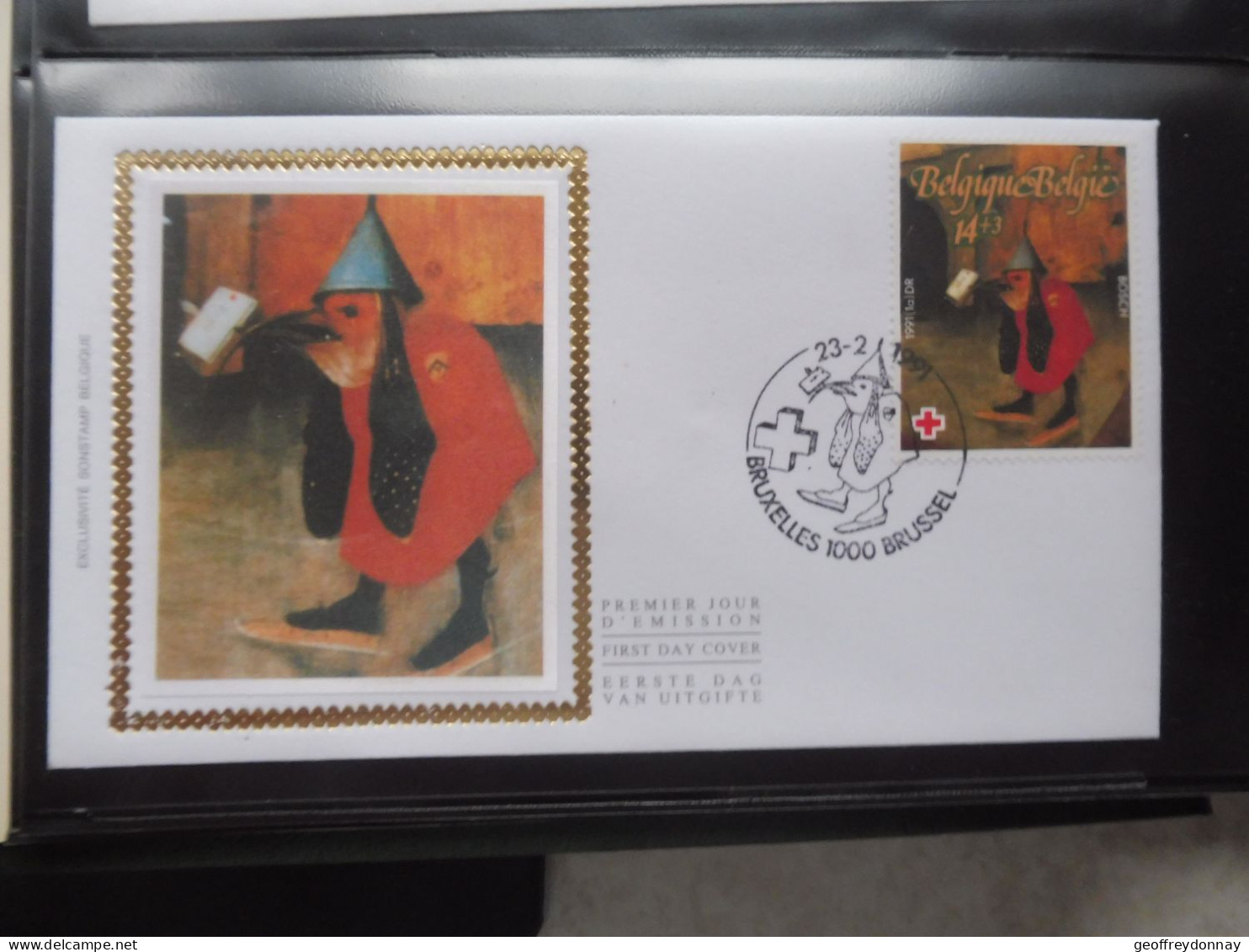 Belgique Belgie  Fdc  Soie  Fdc Z/s 2398/2399  Oblitéré Gestempelt Bruxelles Croix Rouge Rode Kruis 1991 - 1981-1990