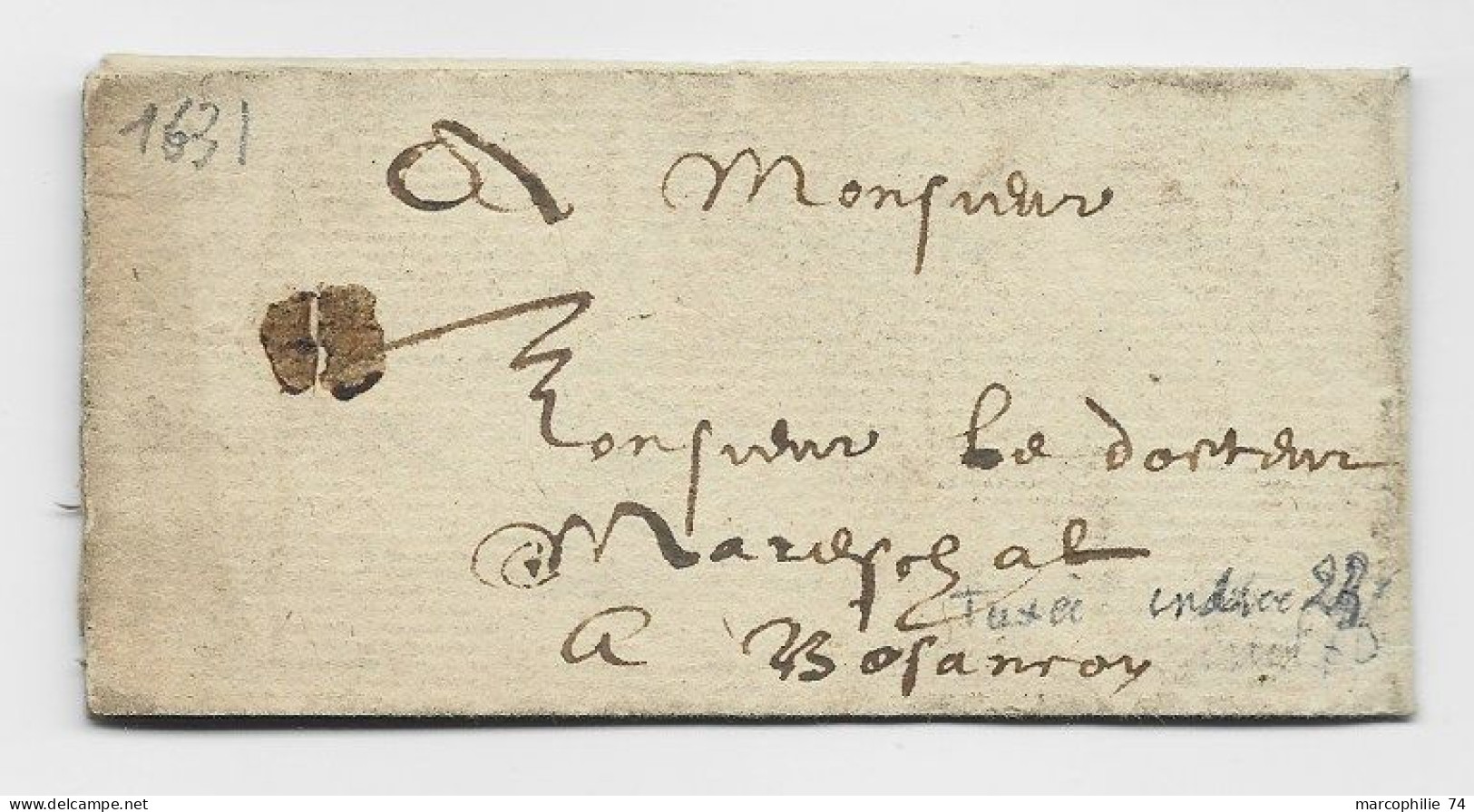 FRANCE LETTRE 1631 INDICE 23 COTE 1000€ RARE - ....-1700: Precursores