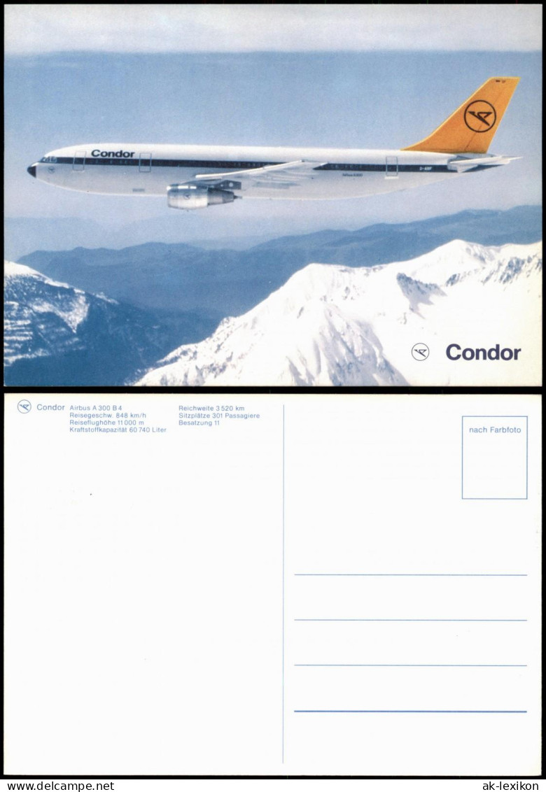 Ansichtskarte  Flugwesen & Flugzeug (Airplane) Condor Airbus A300 B4 1990 - 1946-....: Moderne