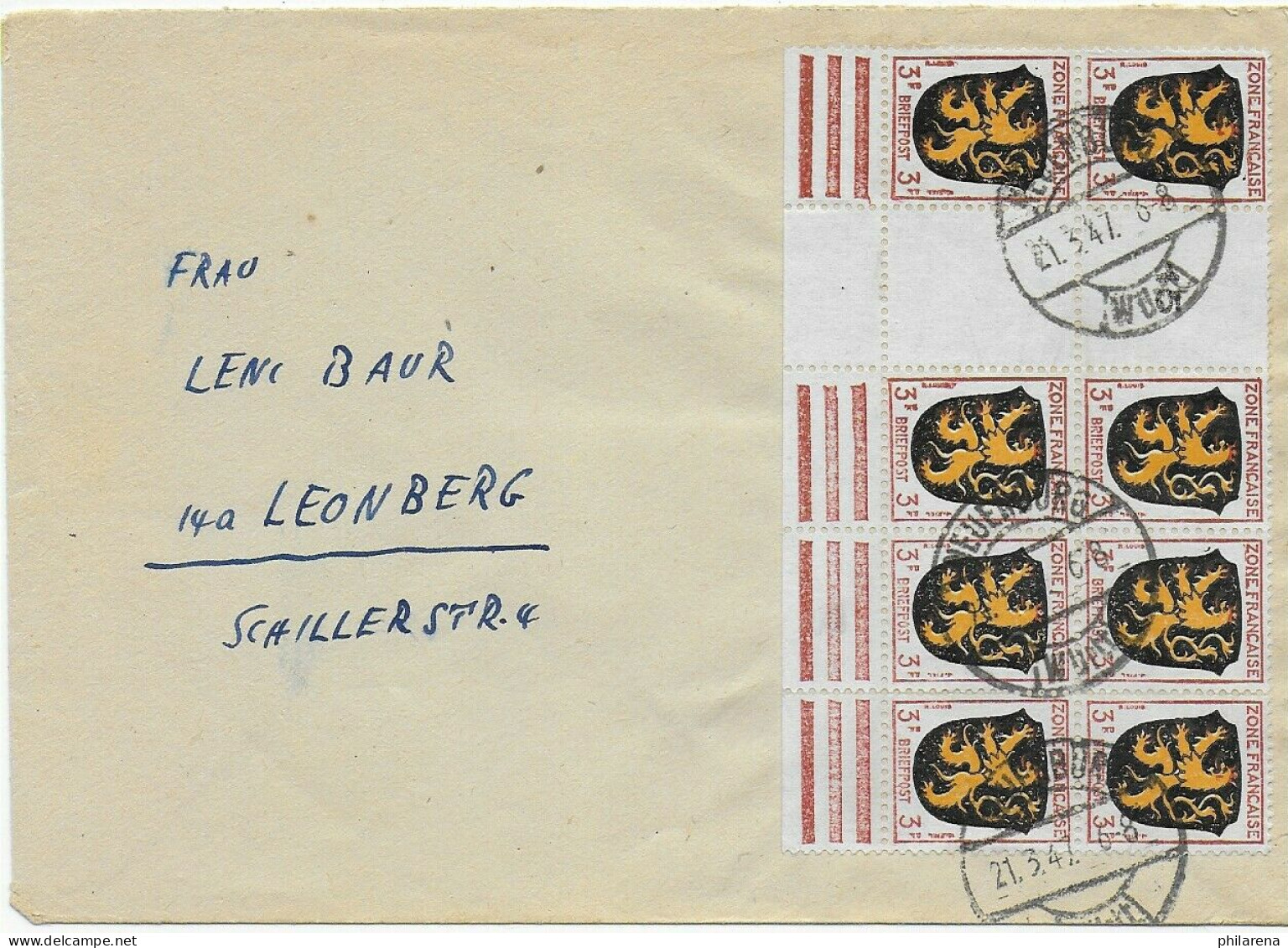 Brief Von Neuenburg 1947 Nach Leonberg - Emissions Générales
