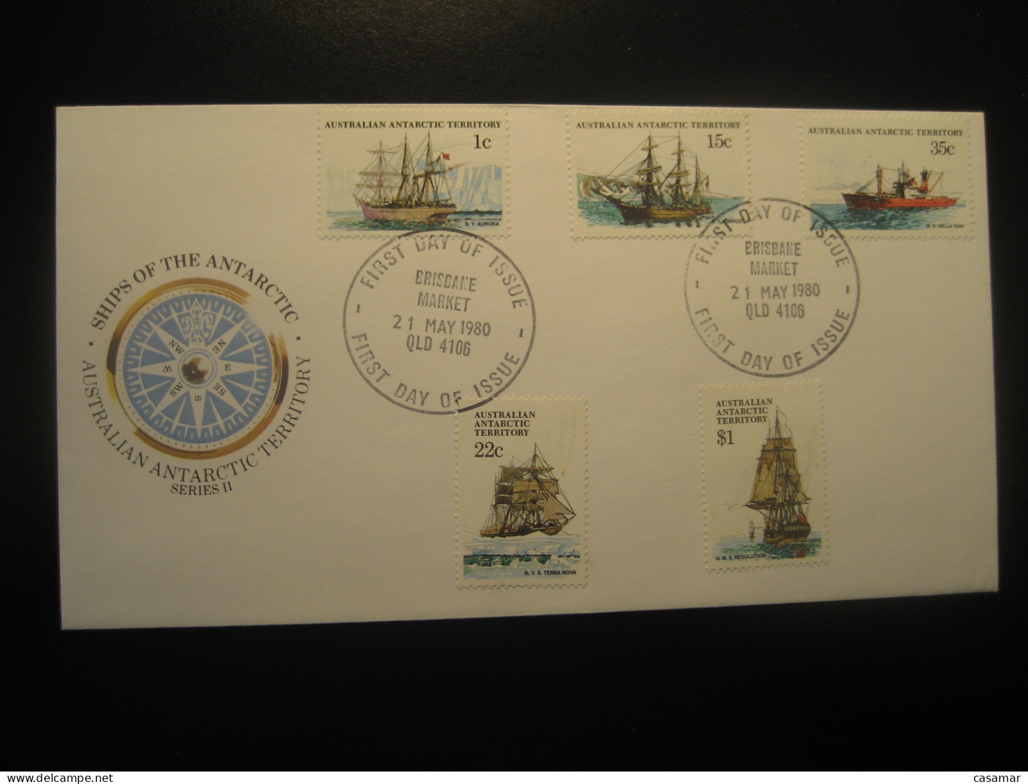 BRISBANE MARKET 1980 Ship Ships FDC Cancel Cover Antarctica AAT Antarctic Antarctique Australia South Pole Polar - Briefe U. Dokumente