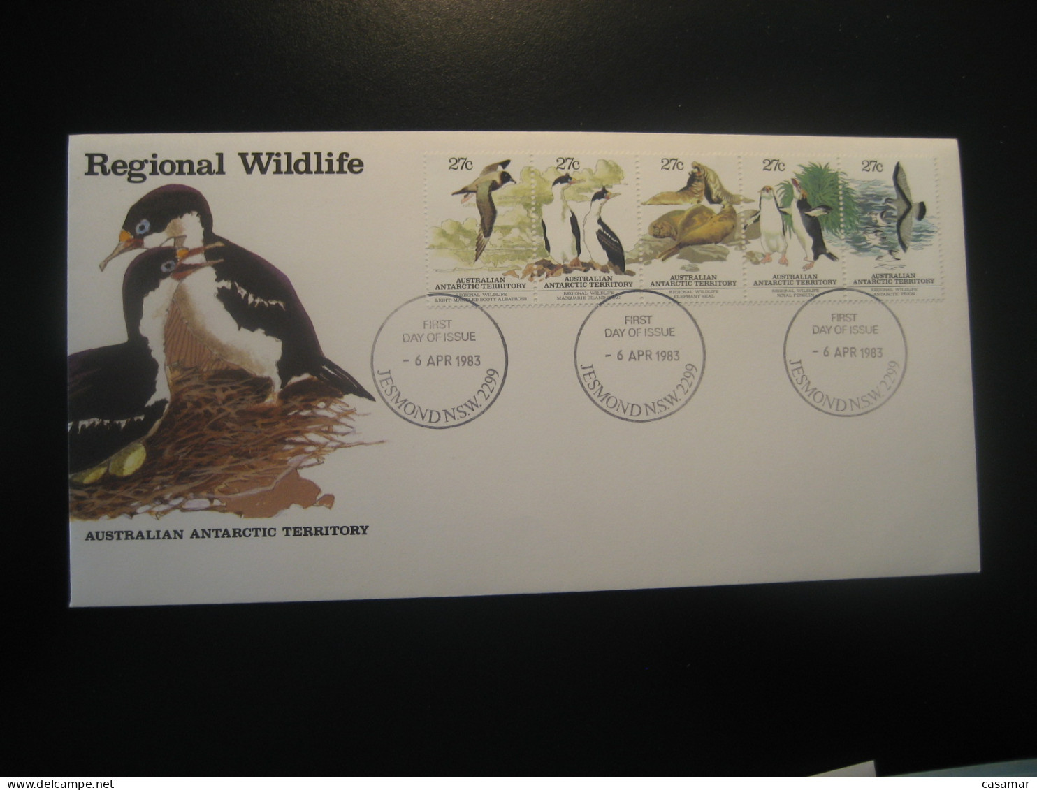 JESMOND 1983 Albatross Penguin Elephant Seal Prion FDC Antarctica AAT Antarctic Antarctique Australia South Pole Polar - Brieven En Documenten