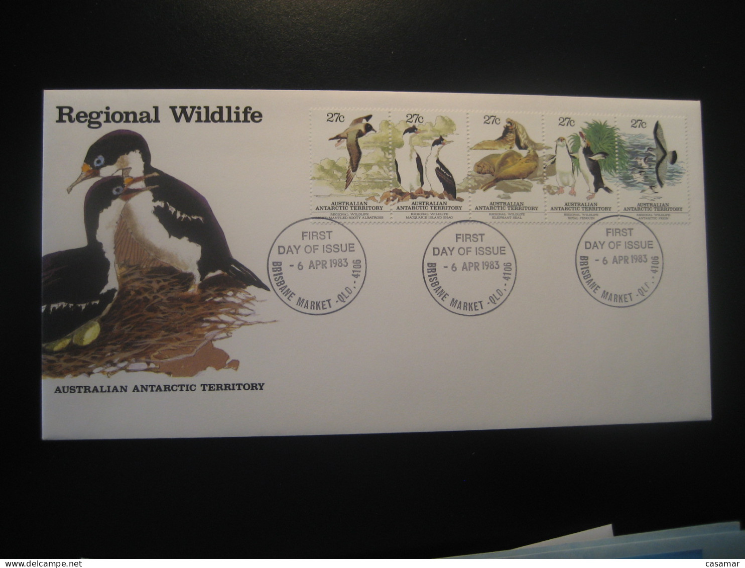 BRISBANE MARKET 1983 Albatross Penguin Elephant Seal Prion FDC Antarctica AAT Antarctic Antarctique Australia South Pole - Covers & Documents