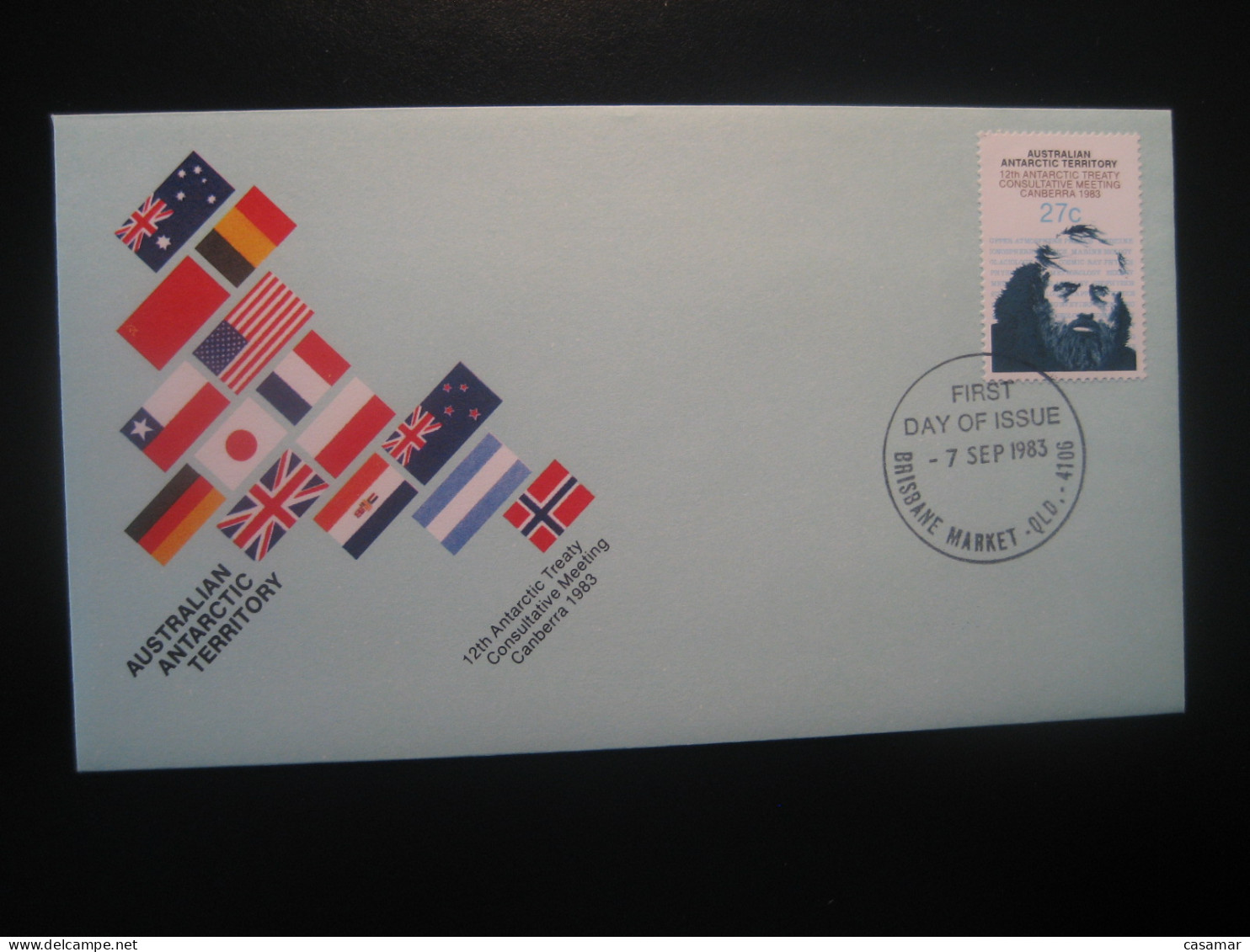 BRISBANE MARKET 1983 Antarctic Treaty FDC Cancel Cover Antarctica AAT Antarctique Australia South Pole Polar - Covers & Documents