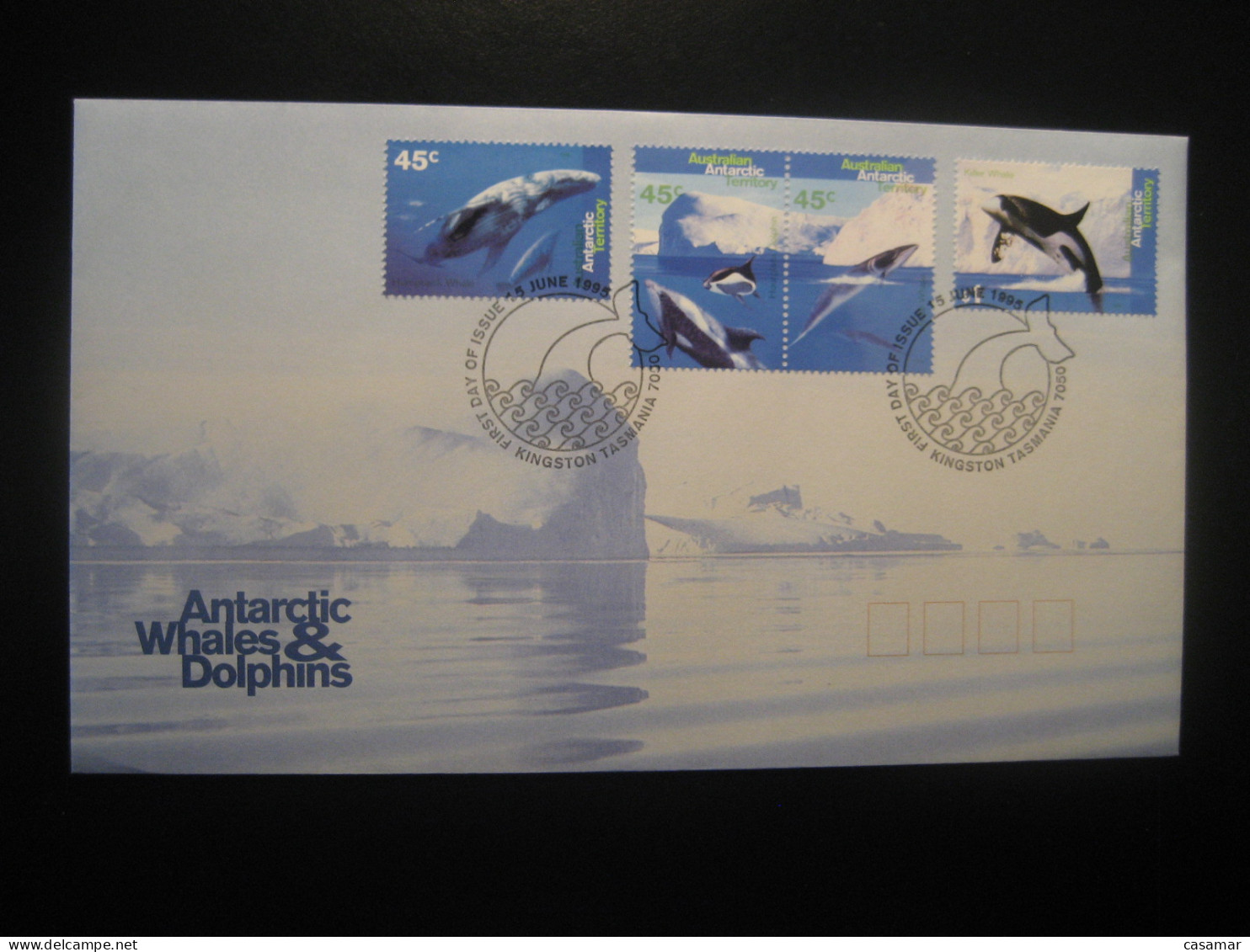 KINGSTON 1995 Whale Whales FDC Antarctica AAT Antarctic Antarctique Australia Polar South Pole - Wale