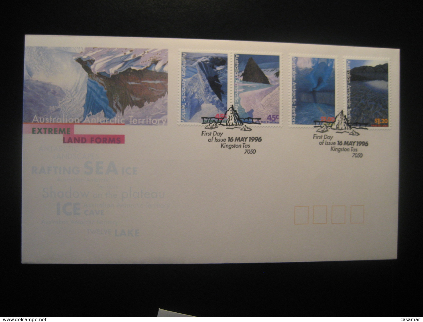 KINGSTON 1996 Extreme Land Forms Geology FDC Antarctica AAT Antarctic Antarctique Australia Polar South Pole - Storia Postale