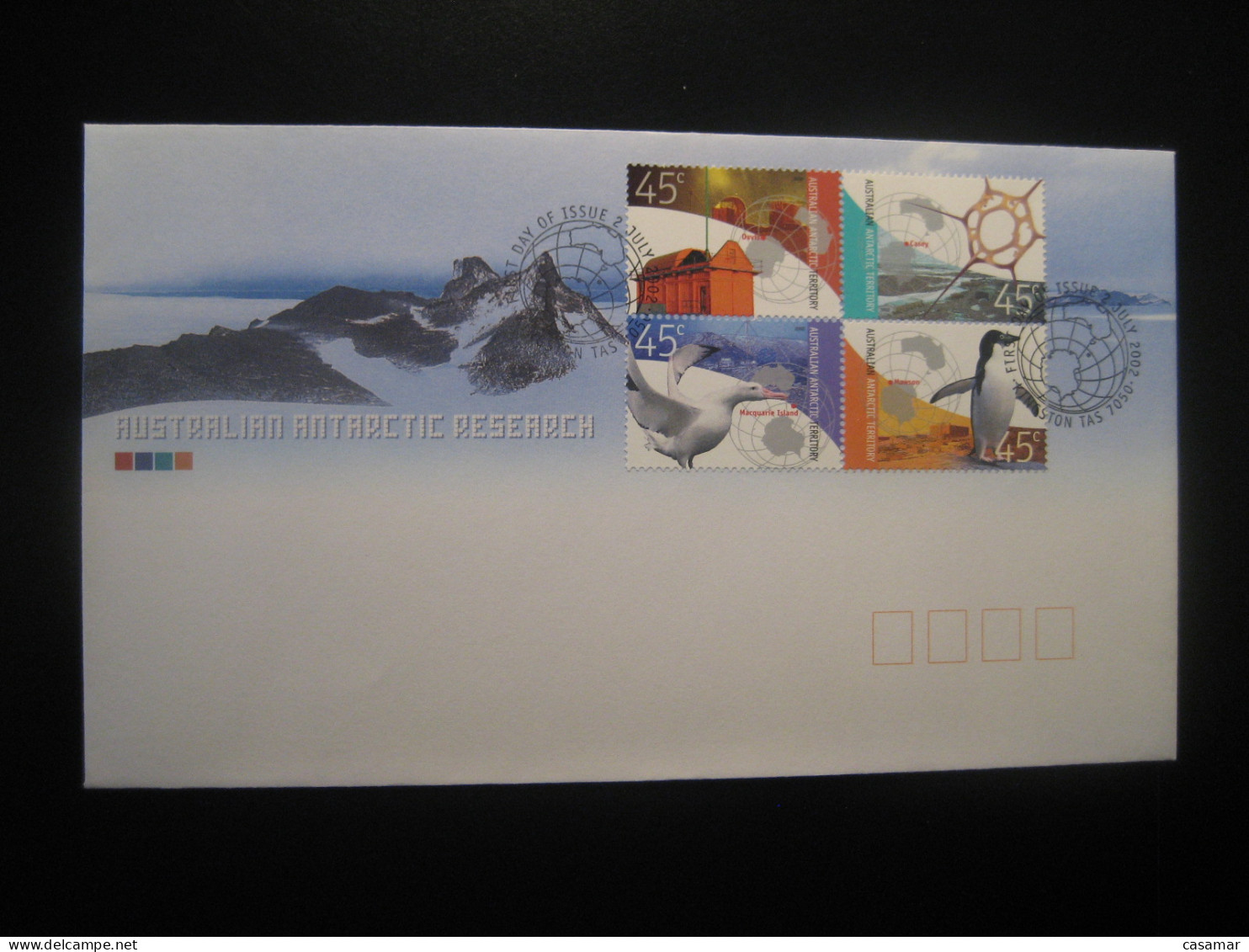 KINGSTON 2002 Research Science Penguin Albatross ... FDC Antarctica AAT Antarctic Antarctique Australia Polar South Pole - Storia Postale