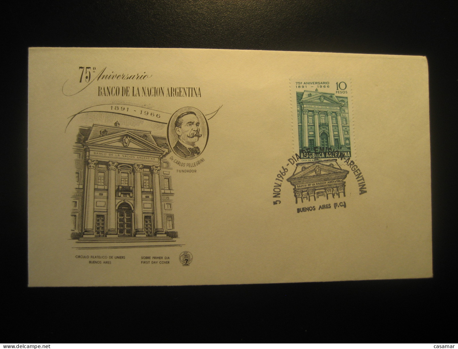 1966 Banco De La Nacion Carlos Pellegrini FDC Cancel Cover ARGENTINA Buenos Aires - Briefe U. Dokumente